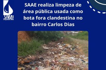 SAAE realiza limpeza de área pública usada como bota fora clandestina no bairro Carlos Dias