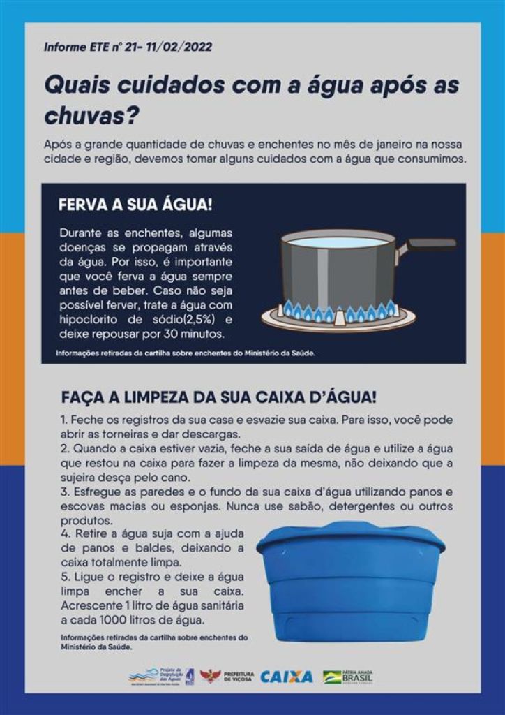 Quais cuidados com a água após as chuvas ?